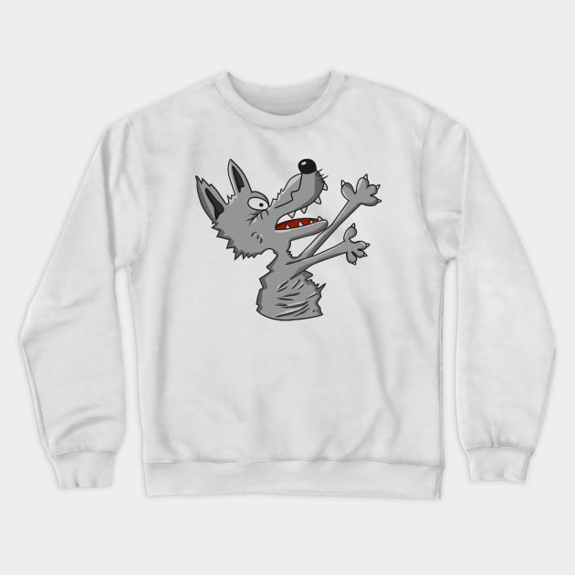 Cartoon_Wolf Crewneck Sweatshirt by ARTEMIDA